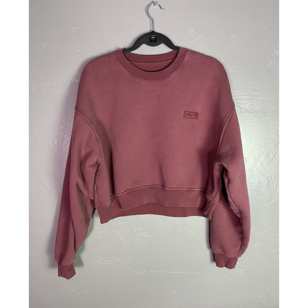 Women's Maroon SET Active cropped crewneck sweatshirt Size M Gym At Liesure